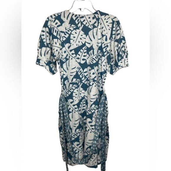 Boden Heritage Blue Banana Leaf Amanda Belted Jersey Dress Size 8 - Picture 3 of 12